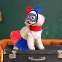 4 Pcs Halloween Clown Dog Costume Set Red Blue Clown Pet Outfit for Small Large Dog Pet Costume Accessories with Headband, Eye Mask, Bandana, Skirt for Puppy Cats Halloween Cosplay Party Favor