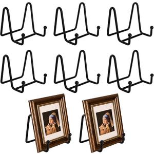 Hedume 8 Pack 3 Inch Iron Display Stand, Black Metal Easel Plate Display Photo Holder Stand, Picture Frame Holder Stand for Photo Easel, Decorative Plate, Book