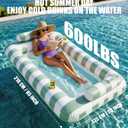 85" X 53" Extra Large 2-Person Tanning Pool Float, Inflatable Tanning Pool with Cooling Mesh Bottom, Heavy Duty Pool Floats Adult 2 Person, Suntan Tub Lounger for Lake and Beach
