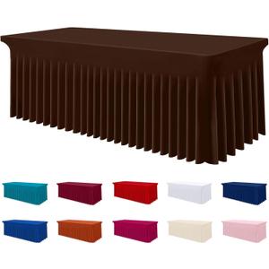 Smiry Spandex Tablecloth, Elastic Fitted Stretch Tablecloth for 6FT Rectangle Tables, Waterproof Washable Table Cover Skirt for Outdoor, Wedding, Banquet & Parties (Coffee, 72Lx30Wx30H Inch)