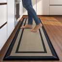 Kitchen Mat Non Slip, Washable Kitchen Rugs, Absorbent Kitchen Mats for Floor, Rubber Backing Soft Standing Floor Mat Runner Rugs,Front of Sink, Easy to Clean and Maintain, Linear Brown 17"x59"