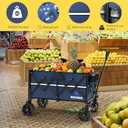 TULEX 4324 Wagon Cart with Wheels Foldable - Collapsible Utility Wagon Heavy Duty, Folding Grocery Wagon, All Terrain Wagon Outdoor Camping Garden, Blue. (Blue)