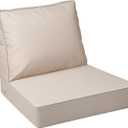 AAAAAcessories Outdoor Deep Seat Cushions with Double Welted Pillow, Waterproof, Fade-Resistant Patio Furniture Replacement Cushions, 24" x 24" x 5" + 24" x 19", Sandstone Beige