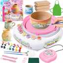 Pottery Wheel for Kids, Arts & Crafts Pottery Painting Toys Kit for Kids Ages 8-12, Unicorn Art Supplies with 3 Pack Air Dry Clay and Tools, Birthday Easter Gift for Girls Boys 6 7 8 9 10 11 12