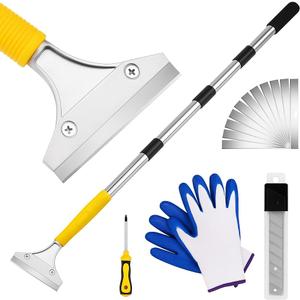 DIYSELF Scraper Tool 5.4ft (65in) Adjustable Floor Scraper Long Handle Heavy Duty Paint Scraper 4 Inch Razor Blade Scraper for Windows Glass Cleaning Shower Gum Tile Scraper Ceiling Scraper