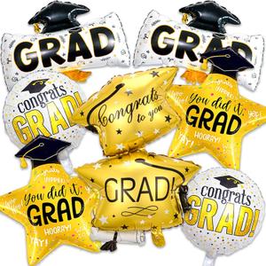 2 x 7 PCS Graduation Balloons, Congrats Grad Balloons Graduation Cap Balloon Diploma Balloon for College High School Graduation Party Decorations 2026 Indoor Outdoor