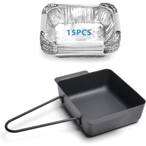 Grease Tray Replacement for Nexgrill 720-0896 720-0830H 720-0830D, Grill Drip Pan Rreplacement Grease Catcher Cup Box for Cuisinart CGG-7400 with 15 Pack Aluminum Foil Liner