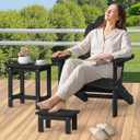 LUE BONA Outdoor Side Table, 2-Tier HDPS Outdoor Nesting End Table with Removable Small Foot Stool for Patio, Deck, Poolside, Low Maintenance & Weather Resistant,Black