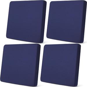 Newwiee Set of 4 Stretch Patio Cushion Covers Sofa Couch Seat Chair Slipcovers Cushion Cover Replacement Furniture Protector for Pets Washable(Navy Blue, Seat Cover, Solid)