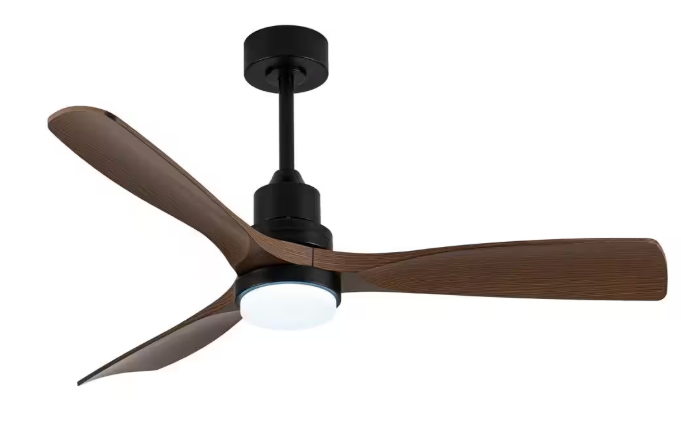 52 in. Black and Dark Brown Indoor Ceiling Fan with Light and Remote 