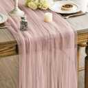 Artoid Mode 10PCS Dusty Rose Gauze Table Runner 120 Inch 10FT, Seasonal Sheer Kitchen Dining Holiday Wedding Birthday Baby Shower Table Decor for Home Party