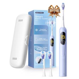 AI Electric Toothbrush with Smart Display for Adults Kids | 150-Day Rechargeable Toothbrush, Real-Time Map |3-Min Timer, Travel Case | Teens Sonic Toothbrush Gift (G5S Blue)