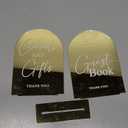 Set of 2 Gold Acrylic Wedding Signs, 5"x7" Gold Mirror Arch Acrylic Table Sign and Base, Modern Font TableTop Reception Sign for Wedding & Party Event (Golden, 5 x7 Inch)