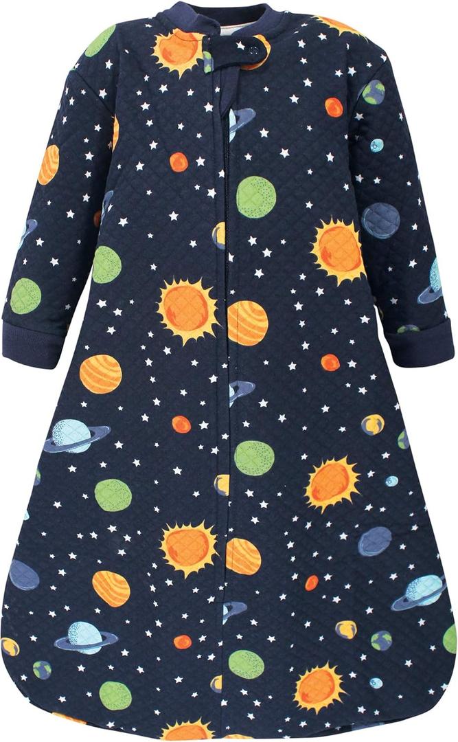 Hudson Baby Unisex Baby Premium Quilted Long Sleeve Sleeping Bag and Wearable Blanket (12-18 Months, Solar System)