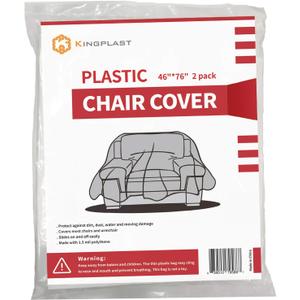2 Pack Plastic Chair Cover for Moving and Storage 46"x 76" Plastic Furniture Covers Moving Heavy-Duty Water Resistant &Cover Dust-Proof for Indoor Outdoor Patio