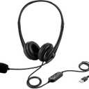 Computer USB Headset with Mic, Wired Headphones with Microphone for PC, Laptop (Black Slender)