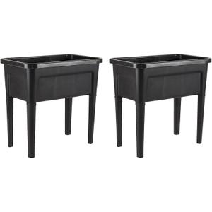 2 Pcs Plastic Raised Garden Beds with Legs16 Gallon Outdoor Elevated Garden Planter BoxPerfect for Flowers, Vegetables, and Herbs