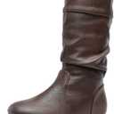 DREAM PAIRS Girl's Faux Fur Lined Knee High Winter Riding Boots(Toddler/ Little Kid/ Big Kid), Size 5 Big Kid, Brown/ Pu, BLVD-K