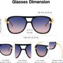 Hanj Retro Square Aviator Sunglasses for Women Men 70s 80s Classic Shades Gold Temple Fashion Glasses (Blue)