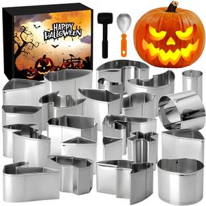 ZMCINER 22 PCS Pumpkin Carving Kit Heavy Duty Stainless Steel Pumpkin Carving Tools Simple & Safe Pumpkin Carving Kit for Kids & Adults