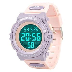 cofuo Watch for Kids Age 4-12, Kids Purple Digital Sports Waterproof Outdoor Analog Electronic Watches with Alarm Stopwatch, Children Birthday Presents Gifts Toys for Age 4-12 Year Old Boys Girls