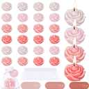 Treela 24 Set Flower Candles Wedding Favor for Guests Mini Pink Champagne Rose Shaped Tealight Candles for Return Gift Wedding Birthday Bridal Shower Housewarming Party