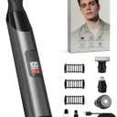 Beard Trimmer for Men, Body Hair Trimmer & All-in-One Grooming Kit with Dual-Sided Blade for Beard Shaping and Edge Trimming, Magnetic Detachable Heads, IPX7 Waterproof Wet and Dry Shaver