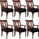 Havawish Large Dining Room Chair Seat Covers with Armrest Dining Chair Slip Covers Protectors(6 Pcs,Black)