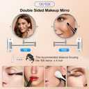 8'' Makeup Mirror Wall Mounted, Wall Mounted Makeup Mirror with 1X/10X Magnifying Mirror 360 Swivel Extendable Adjustable Arm Extendable Mirrors for Bathroom, Chrome (No Light)
