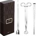 RONXS 3 in 1 Candle Wick Trimmer Set Candle Accessory Wick Cutter, Candle Snuffer Extinguisher, Candle Wick Dipper with Gift Package for Candle Lovers (Silver)