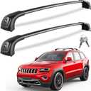 KINGGERI Lockable 260lbs Roof Racks Cross Bars Fit for Jeep Grand Cherokee 2011-2021 with Grooved Side Rails(NOT for Raised Side Rails), Heavy Duty Anti-Theft Aluminum Rails Crossbars Cargo Kayak