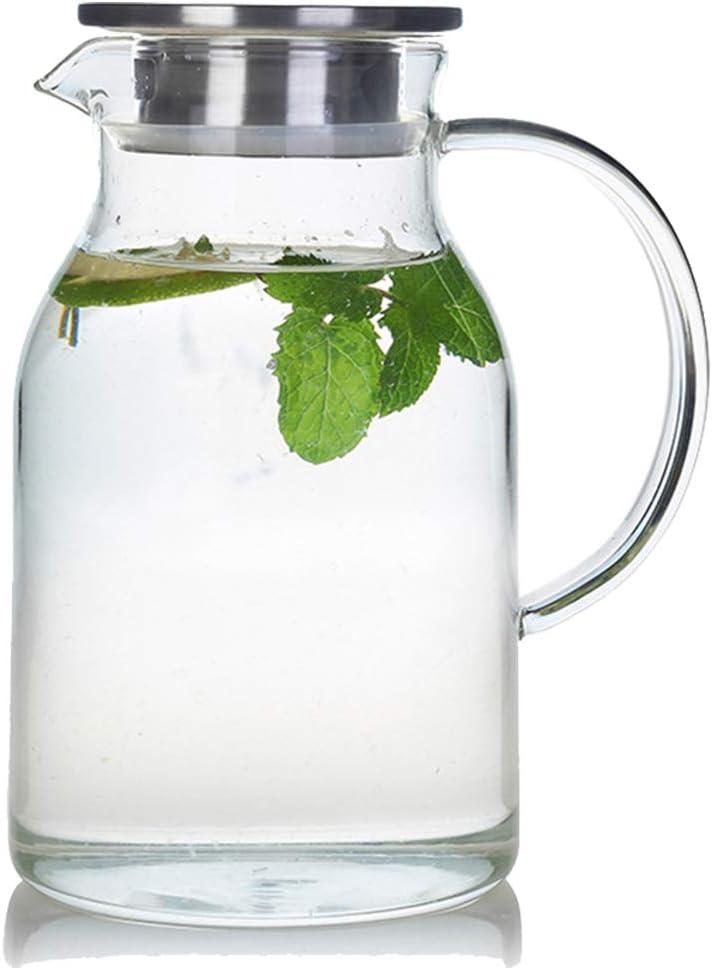 Karafu 68 Oz/2 Liter Glass Pitcher with Lid, Heat Resistant Water Jug for Hot/Cold Water, Ice tea and Juice Beverage