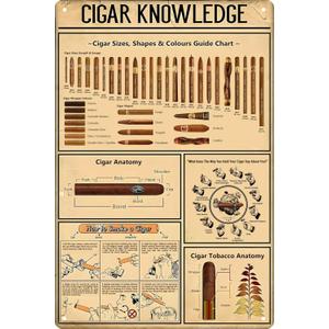 2 x Cigar Quote Wall Decor Vintage Art Poster Plaque Cigar Knowledge Metal Poster Plaques for Home Living Room Kitchen Cafe Bar Garage Wall Decor 8x12 in