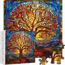 Mosaic Tree of Life Jigsaw Puzzles 1000 Pieces, PICKFORU Colorful Stained Glass Puzzles for Adults, Impossible Hard Plant Art Theme, Challenging for Adults