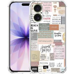 Bible Verses Christian Jesus Quotes Collage Pattern Phone Cover,Trendy Soft TPU Protective Case for iPhone 17,#5
