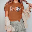 Halloween Party Shirt Woman Magical Halloween Shirts Boo Tshirt Pumpkin Print Tees Casual Vacation Short Sleeve Tops (Large, Orange)