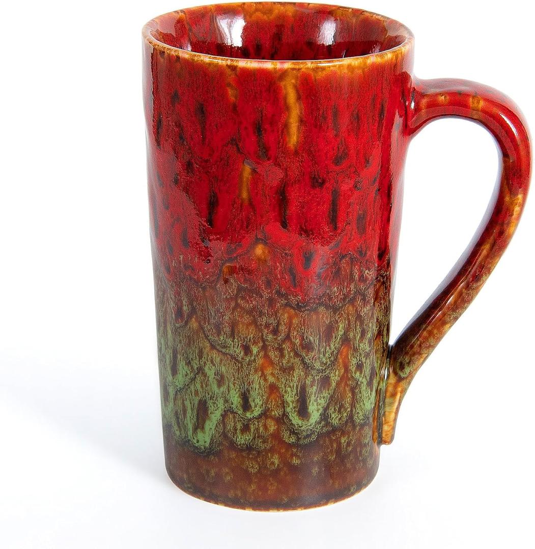 20 oz Coffee Mug, Coffee Cup Large Coffee Mug with Handle, Ceramic Latte Tea Cup for Office and Home, Novelty Gifts for Women and Men (Red & Green)