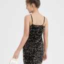 EXARUS Girls Sequin Spaghetti Strap Bodycon Dress Teen Sparkle Pencil Party Mini Special Occasion Birthday Velvet Dress (Black, 8Y)