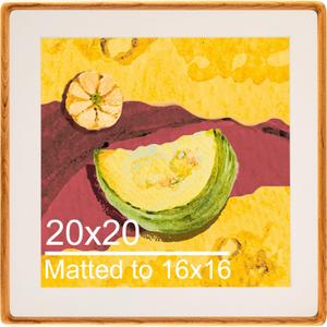 Natural Cherry Wood 20x20 Picture Frame - Includes 2mm Beveled Mat Opening 15.5x15.5 for 16x16 Photo - Wall Gallery Tabletop Photo Poster Frame