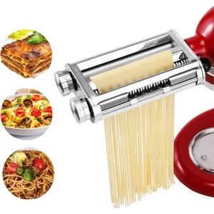 Pasta Maker Attachment for KitchenAid Stand Mixers,Sturdy 3 in 1 Set Included Pasta Sheet Roller, Spaghetti and Fettuccine Cutter Accessories-Unique Design
