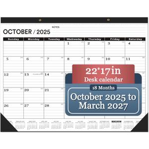 Desk Calendar 2025-2026 large 22 x17 (October 2025-March 2027) 2025-2026 Desk Calendar Large 22 x17,Classic Black Calendar 2026,Large Calendar 2026 with Plastic Cover Desk Calendar 2025-2026 large 22 x17 (October 2025-March 2027) 2025-2026 Desk Calendar Large 22 x17,Classic Black Calendar 2026,Large Calendar 2026 with Plastic Cover