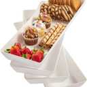 US Acrylic Avant White Plastic Serving Trays (Set of 4) 15 x 5 | Narrow Reusable Rectangular Party Platters | Serve Appetizers, Fruit, Veggies, & Desserts | BPA-Free & Made in USA