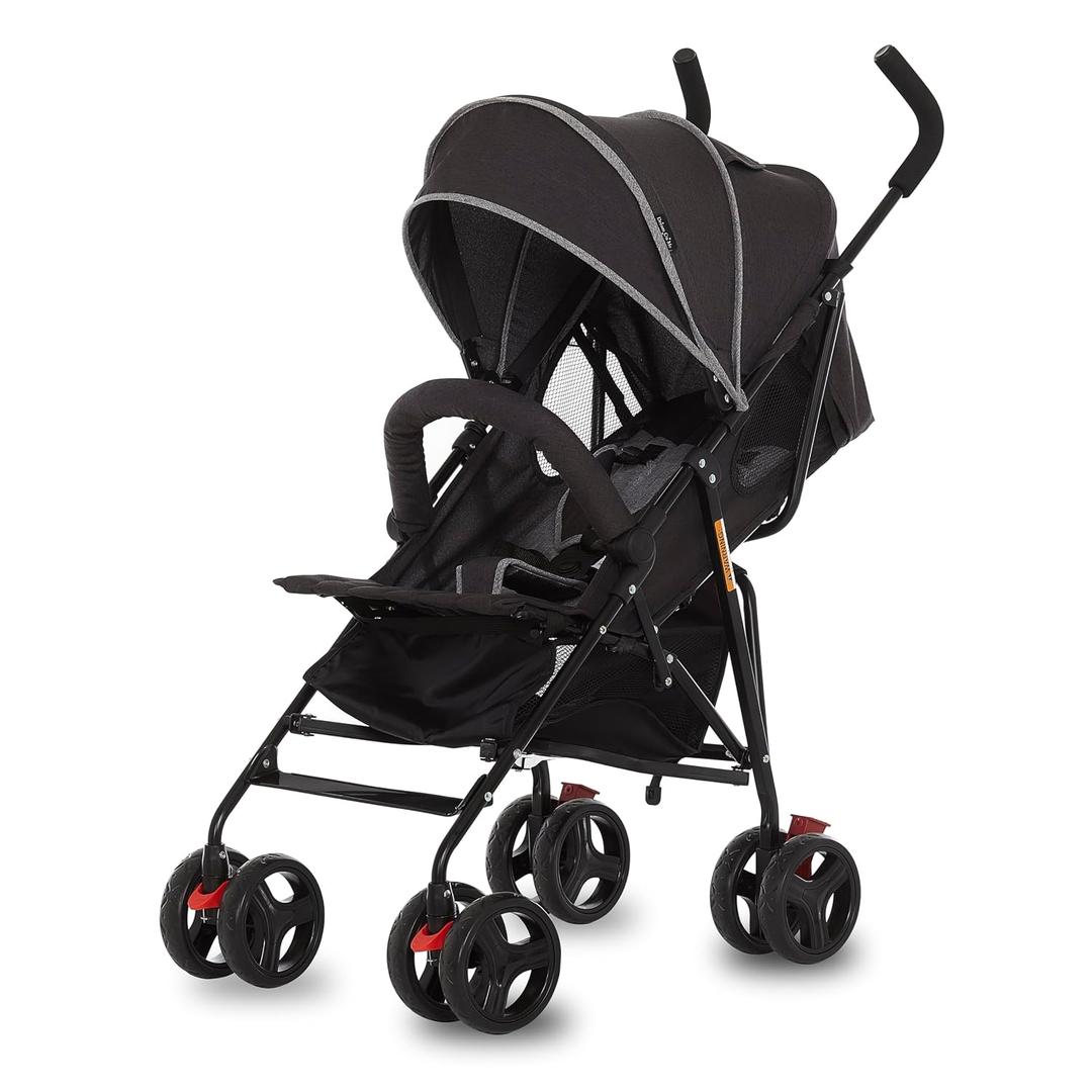 Dream On Me Vista Moonwalk Baby Stroller, Lightweight Travel Umbrella Stroller with Compact Fold, Smooth Ride Wheels, Multi-Position Recline, Spacious Storage Basket with Cup Holder, Black