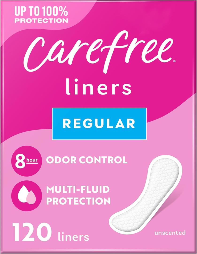 Carefree Panty Liners, Regular Liners, Unwrapped, Unscented, 120ct