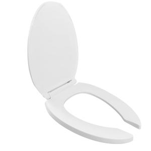 Centoco Elongated Toilet Seat, Lock In Place, Open Fron, Commercial, White