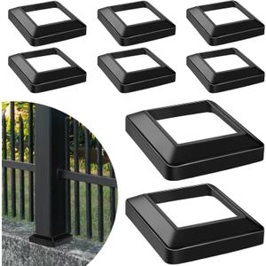 Tandefio 8 Pcs 4 x 4" Post Skirt, One-Piece Metal Post Base Cover Internal Size 3. 5 x 3. 5" Base Cover, Porch Columns Wraps for Fence Stair Wood Vinyl (Glossy Black)