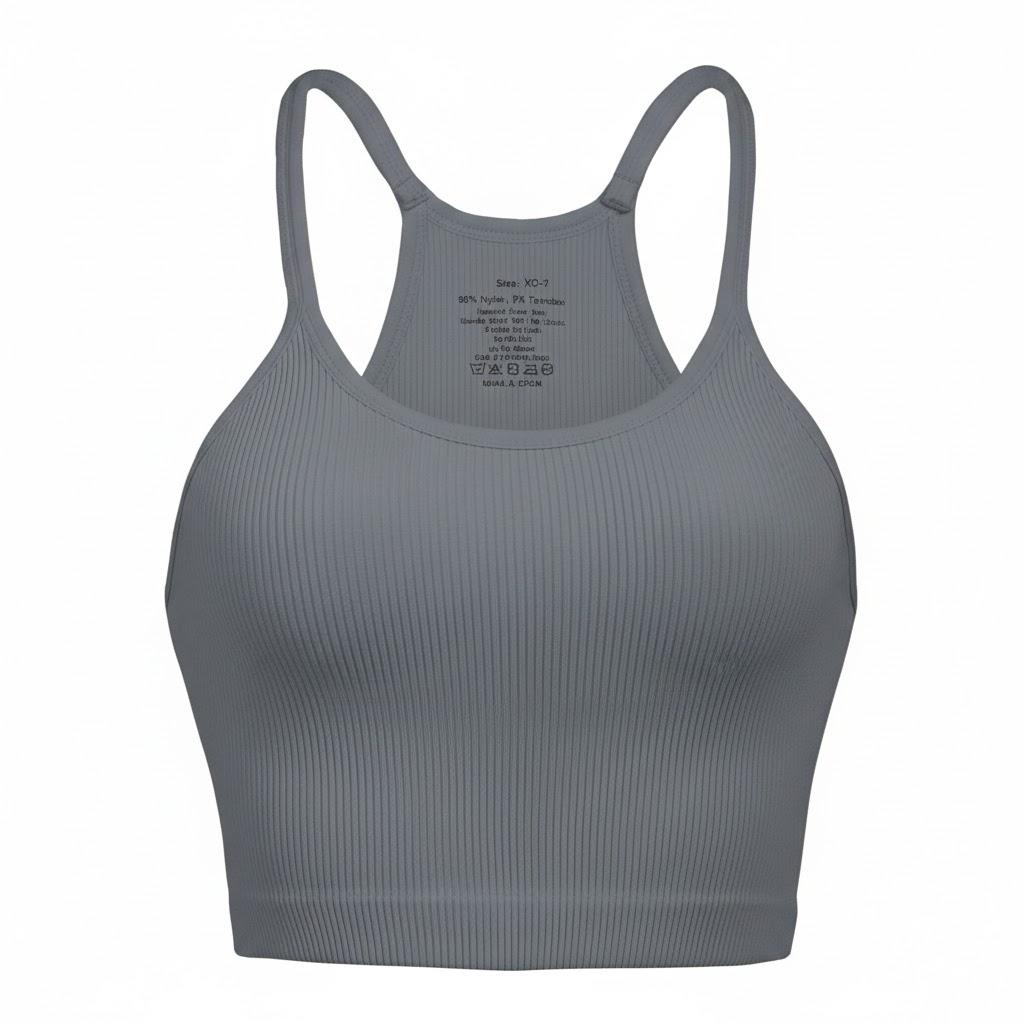Crop Tank Tops for Women Ribbed Seamless Racerback Tank Top No Pad Camisole Tops for Yoga Gym Workout (Medium-Large, Grey)