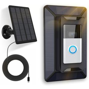 Solar Charger for Ring Doorbell, 2-in-1 with Mount Stand, Compatible with Ring Battery Doorbell 3/4/3 Plus, Ring Battery Doorbell Pro/Plus (2020/2021/2023)