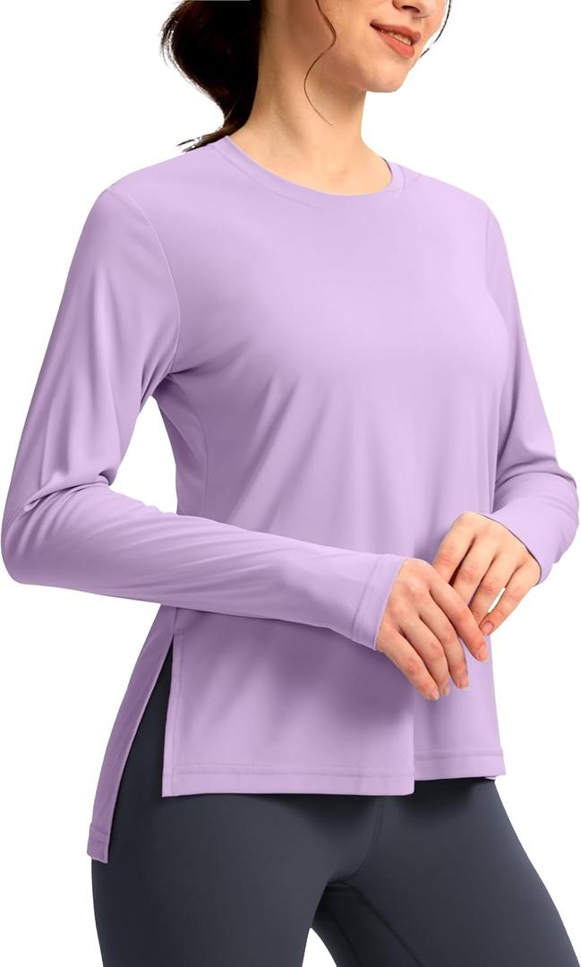 Soothfeel Women's Sun Shirts UPF 50+ Long Sleeve UV Protection Workout Hiking Tops Lightweight Quick Dry SPF Outdoor Shirt (Large, Purple)