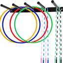 Shimeyao Wall Mounted Jump Rope Rack Multi Purpose Hoop Rope Holder Organizer Gym Fitness Equipment Storage Rack for Resistance Bands, Straps, Foam Rollers, Hardware Included
